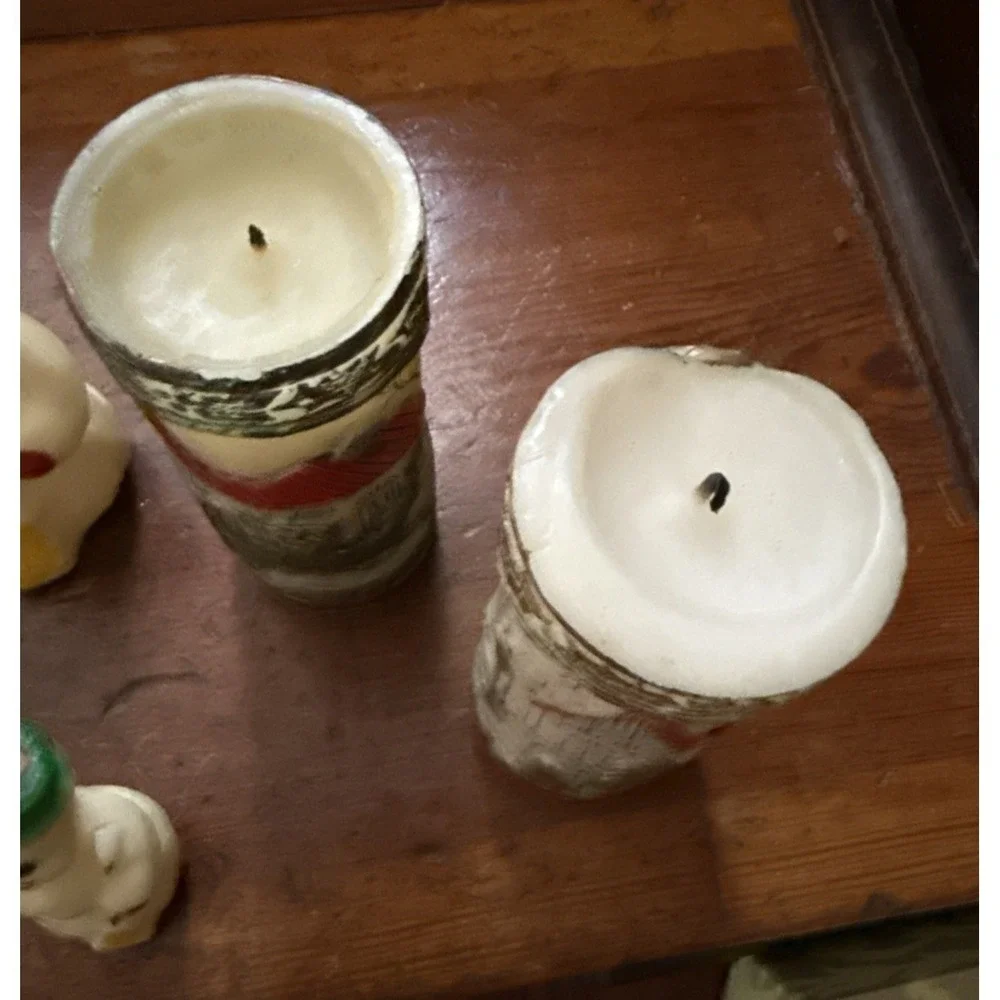 Vintage 5-Snowmen,2-Santa,2-pillar,2-standing boy & girl,‎ 1 mini girl candles
